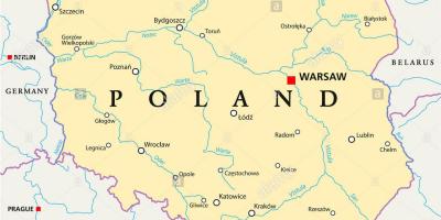 华沙位置的世界地图上
