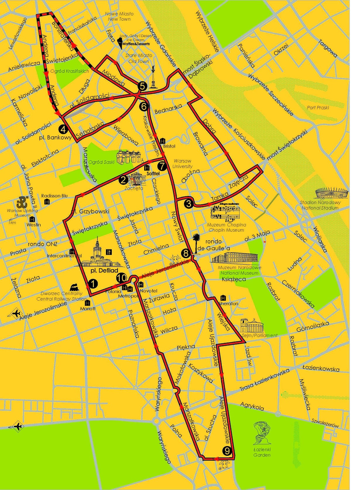 地图华沙跳上跳下的巴士 