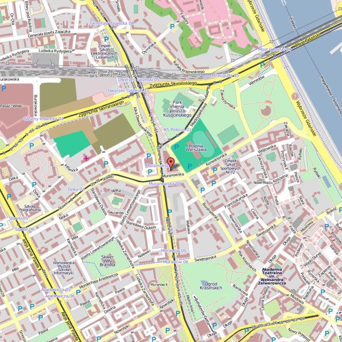 地图上的老城区华沙波兰