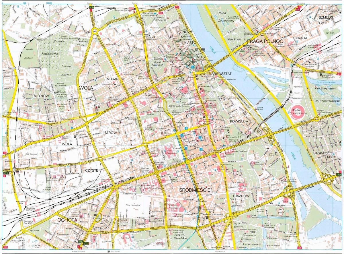 华沙在地图上