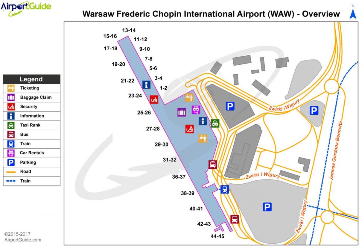 弗雷德里克*肖邦机场的地图